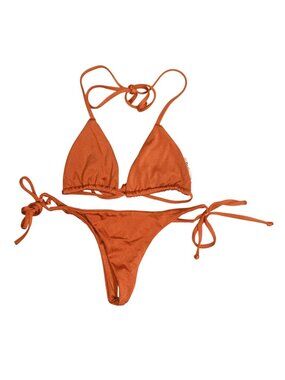 CSB Swim Triangle Tie String Bikini Set in Orange